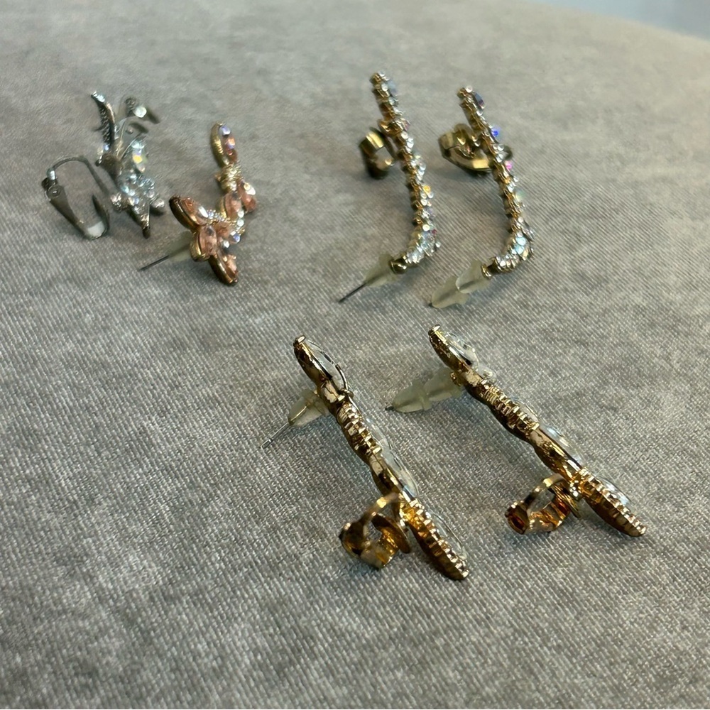 Bundle of ear wrap cuffs ear jackets ear sleeves rhinestone sparkly earrings - Picture 6 of 7